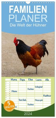 Familienplaner 2024 - Die Welt der Hühner mit 5 Spalten (Wandkalender, 21 x 45 cm) CALVENDO