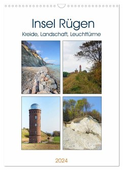 Insel Rügen - Kreide, Landschaft, Leuchttürme (Wandkalender 2024 DIN A3 hoch), CALVENDO Monatskalender