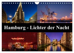 Hamburg - Lichter der Nacht (Wandkalender 2024 DIN A4 quer), CALVENDO Monatskalender
