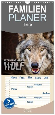 Familienplaner 2024 - Begegnung mit dem Wolf mit 5 Spalten (Wandkalender, 21 x 45 cm) CALVENDO - Bleicher, Renate