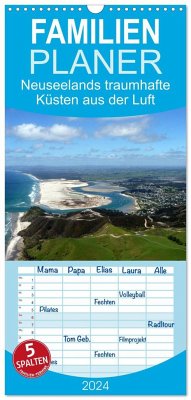 Familienplaner 2024 - Neuseelands traumhafte Küsten aus der Luft mit 5 Spalten (Wandkalender, 21 x 45 cm) CALVENDO