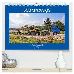 Baufahrzeuge auf der Baustelle (hochwertiger Premium Wandkalender 2024 DIN A2 quer), Kunstdruck in Hochglanz