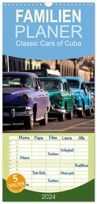 Familienplaner 2024 - Classic Cars of Cuba mit 5 Spalten (Wandkalender, 21 x 45 cm) CALVENDO