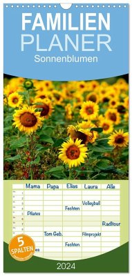 Familienplaner 2024 - Sonnenblumen mit 5 Spalten (Wandkalender, 21 x 45 cm) CALVENDO