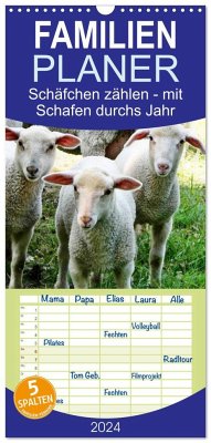 Familienplaner 2024 - Schäfchen zählen - mit Schafen durchs Jahr mit 5 Spalten (Wandkalender, 21 x 45 cm) CALVENDO