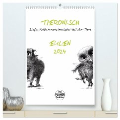 Tieronisch Eulen (hochwertiger Premium Wandkalender 2024 DIN A2 hoch), Kunstdruck in Hochglanz