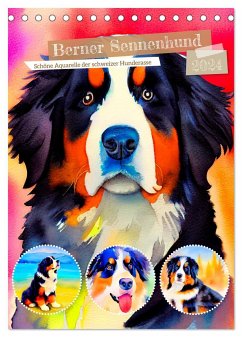 Berner Sennenhund 2024. Schöne Aquarelle der schweizer Hunderasse (Tischkalender 2024 DIN A5 hoch), CALVENDO Monatskalender