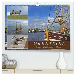GREETSIEL - Schafe - Krabbenkutter - Möwen (hochwertiger Premium Wandkalender 2024 DIN A2 quer), Kunstdruck in Hochglanz