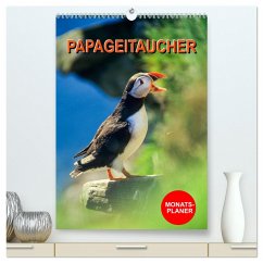 Papageitaucher Monatsplaner (hochwertiger Premium Wandkalender 2024 DIN A2 hoch), Kunstdruck in Hochglanz