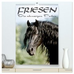 Friesen - die schwarzen Perlen (hochwertiger Premium Wandkalender 2024 DIN A2 hoch), Kunstdruck in Hochglanz