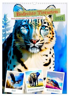 Bedrohte Tierarten 2024 (Wandkalender 2024 DIN A3 hoch), CALVENDO Monatskalender