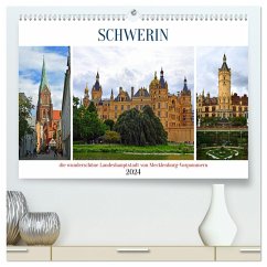 SCHWERIN, die wunderschöne Landeshauptstadt von Mecklenburg-Vorpommern (hochwertiger Premium Wandkalender 2024 DIN A2 quer), Kunstdruck in Hochglanz