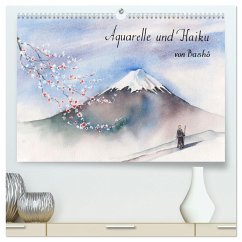 Aquarelle und Haiku von Basho (hochwertiger Premium Wandkalender 2024 DIN A2 quer), Kunstdruck in Hochglanz