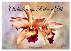 Orchideen im Retro-Stil (Wandkalender 2024 DIN A2 quer), CALVENDO Monatskalender