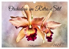 Orchideen im Retro-Stil (Wandkalender 2024 DIN A3 quer), CALVENDO Monatskalender
