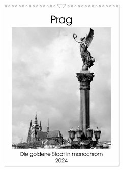Prag - Die goldene Stadt in monochrom (Wandkalender 2024 DIN A3 hoch), CALVENDO Monatskalender