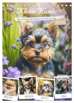 Kleine Hunde. Süß und niedlich. Die beliebtesten Hunderassen (Tischkalender 2024 DIN A5 hoch), CALVENDO Monatskalender