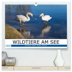 WILDTIERE AM SEE (hochwertiger Premium Wandkalender 2024 DIN A2 quer), Kunstdruck in Hochglanz - boeTtchEr, U