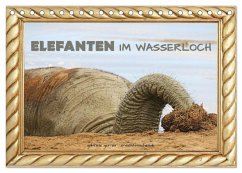 Elefanten im Wasserloch (Tischkalender 2024 DIN A5 quer), CALVENDO Monatskalender