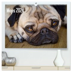 Mops 2024 (hochwertiger Premium Wandkalender 2024 DIN A2 quer), Kunstdruck in Hochglanz