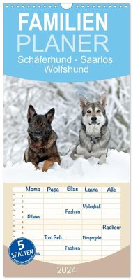 Familienplaner 2024 - Schäferhund - Saarlos Wolfshund mit 5 Spalten (Wandkalender, 21 x 45 cm) CALVENDO