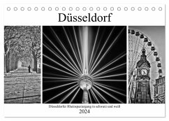 Düsseldorfer Rheinspaziergang in schwarz und weiß (Tischkalender 2024 DIN A5 quer), CALVENDO Monatskalender