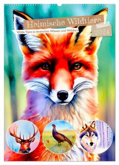 Heimische Wildtiere 2024 (Wandkalender 2024 DIN A2 hoch), CALVENDO Monatskalender