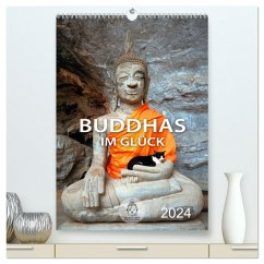 Buddhas im Glück (hochwertiger Premium Wandkalender 2024 DIN A2 hoch), Kunstdruck in Hochglanz