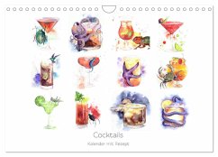 Cocktails Kalender mit Rezept (Wandkalender 2024 DIN A4 quer), CALVENDO Monatskalender