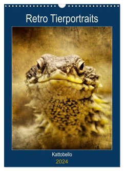 Retro Tierportraits (Wandkalender 2024 DIN A3 hoch), CALVENDO Monatskalender
