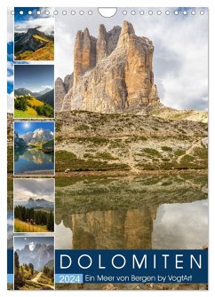Dolomiten, ein Meer aus Bergen by VogtArt (Wandkalender 2024 DIN A4 hoch), CALVENDO Monatskalender