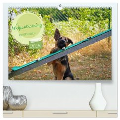 Welpentraining auf dem Hundeplatz (hochwertiger Premium Wandkalender 2024 DIN A2 quer), Kunstdruck in Hochglanz