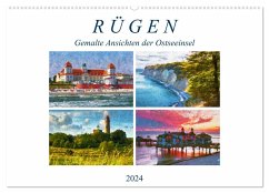 Rügen - Gemalte Ansichten der Ostseeinsel (Wandkalender 2024 DIN A2 quer), CALVENDO Monatskalender