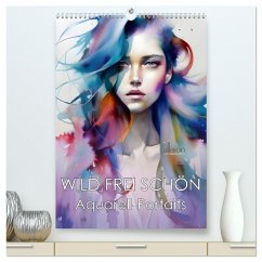 WILD FREI SCHÖN Aquarell-Portraits (hochwertiger Premium Wandkalender 2024 DIN A2 hoch), Kunstdruck in Hochglanz