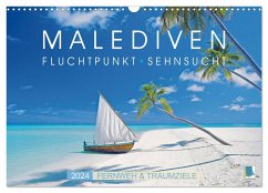 Die Malediven: Fluchtpunkt Sehnsucht (Wandkalender 2024 DIN A3 quer), CALVENDO Monatskalender