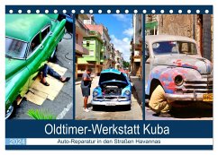 Oldtimer-Werkstatt Kuba - Auto-Reparatur in den Straßen Havannas (Tischkalender 2024 DIN A5 quer), CALVENDO Monatskalender