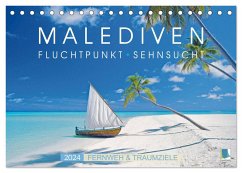 Die Malediven: Fluchtpunkt Sehnsucht (Tischkalender 2024 DIN A5 quer), CALVENDO Monatskalender