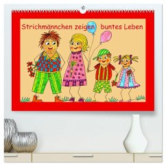 Strichmännchen zeigen buntes Leben (hochwertiger Premium Wandkalender 2024 DIN A2 quer), Kunstdruck in Hochglanz - Sarnade