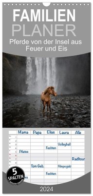 Familienplaner 2024 - Islandpferde Kalender - Pferde von der Insel aus Feuer und Eis mit 5 Spalten (Wandkalender, 21 x 45 cm) CALVENDO