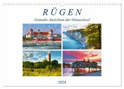 Rügen - Gemalte Ansichten der Ostseeinsel (Wandkalender 2024 DIN A3 quer), CALVENDO Monatskalender