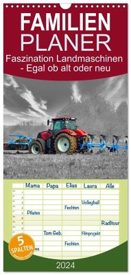 Familienplaner 2024 - Faszination Landmaschinen - Egal ob alt oder neu mit 5 Spalten (Wandkalender, 21 x 45 cm) CALVENDO