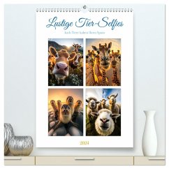Lustige Tier-Selfies (hochwertiger Premium Wandkalender 2024 DIN A2 hoch), Kunstdruck in Hochglanz