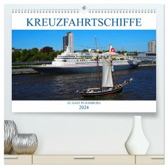 Kreuzfahrtschiffe zu Gast in Hamburg (hochwertiger Premium Wandkalender 2024 DIN A2 quer), Kunstdruck in Hochglanz