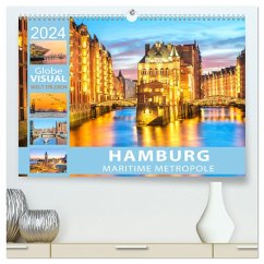 HAMBURG - Maritime Metropole (hochwertiger Premium Wandkalender 2024 DIN A2 quer), Kunstdruck in Hochglanz - VISUAL, Globe