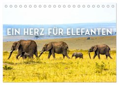 Ein Herz für Elefanten (Tischkalender 2024 DIN A5 quer), CALVENDO Monatskalender