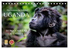 UGANDA - Berggorillas & Chimps (Tischkalender 2024 DIN A5 quer), CALVENDO Monatskalender