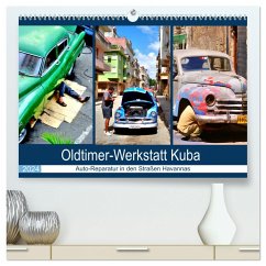 Oldtimer-Werkstatt Kuba - Auto-Reparatur in den Straßen Havannas (hochwertiger Premium Wandkalender 2024 DIN A2 quer), Kunstdruck in Hochglanz