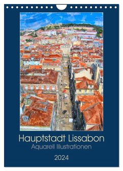 Hauptstadt Lissabon - Aquarell Illustrationen (Wandkalender 2024 DIN A4 hoch), CALVENDO Monatskalender