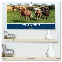 Isländer - icelandic horses (hochwertiger Premium Wandkalender 2024 DIN A2 quer), Kunstdruck in Hochglanz