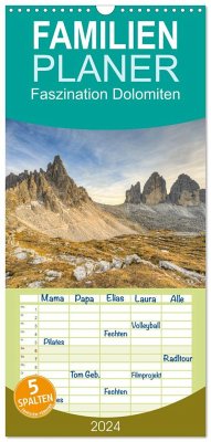 Familienplaner 2024 - Faszination Dolomiten mit 5 Spalten (Wandkalender, 21 x 45 cm) CALVENDO